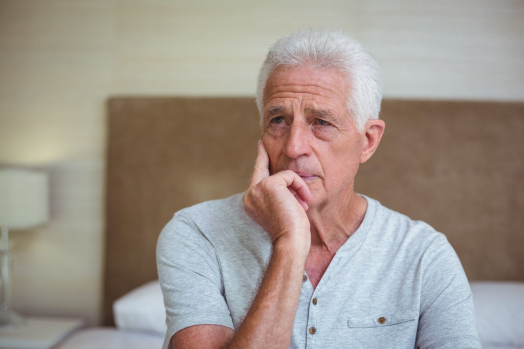 seniors stress. Older man looking stressed