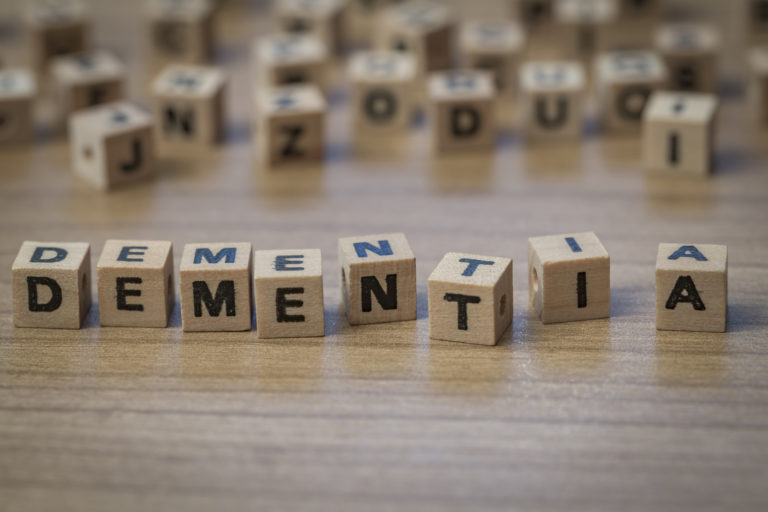 Dementia written in wooden cubes