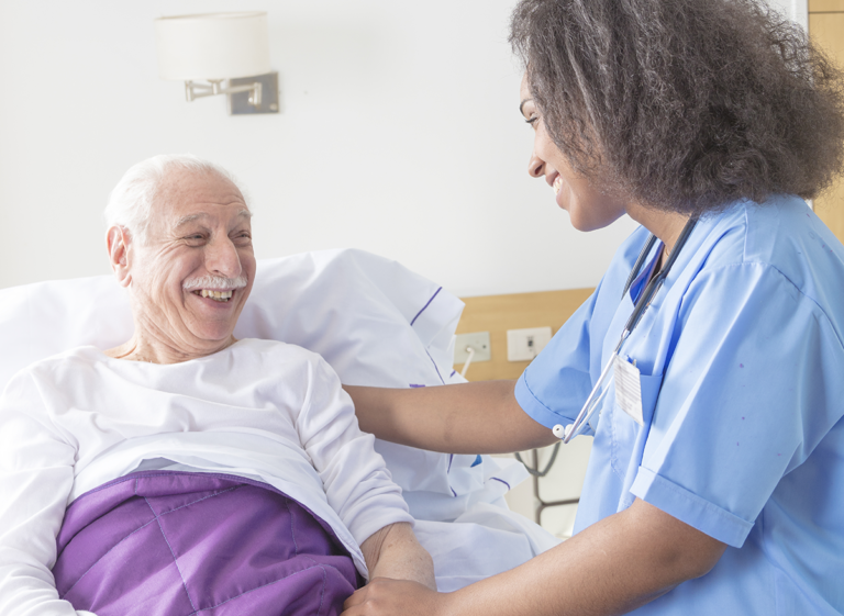 Nurse and patient in hospital