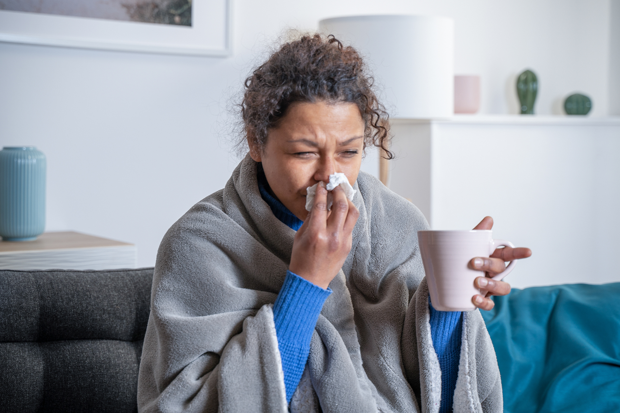 African American woman with flu like symptoms RSV virus