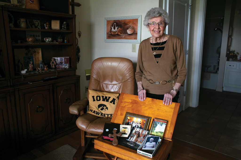 Helen Meints with husband Don's legacy box. They worked with Molly Graff, a death doula