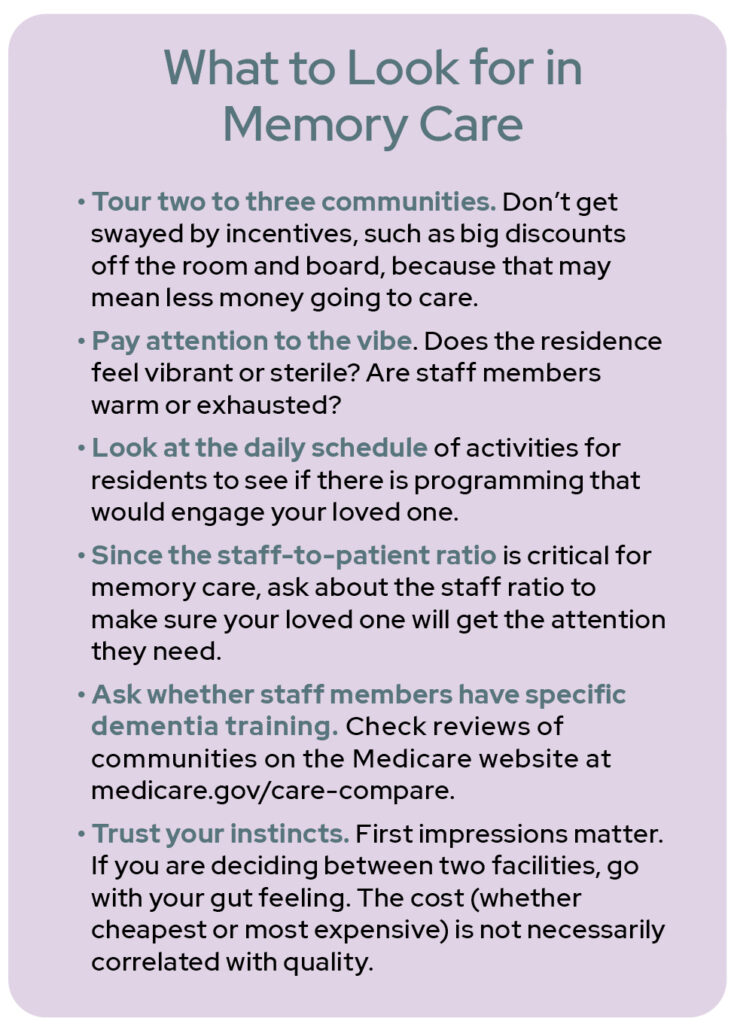 What to Look for in  Memory Care sidebar