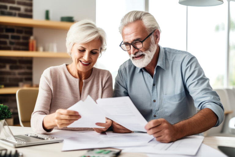 Couple looking at documents