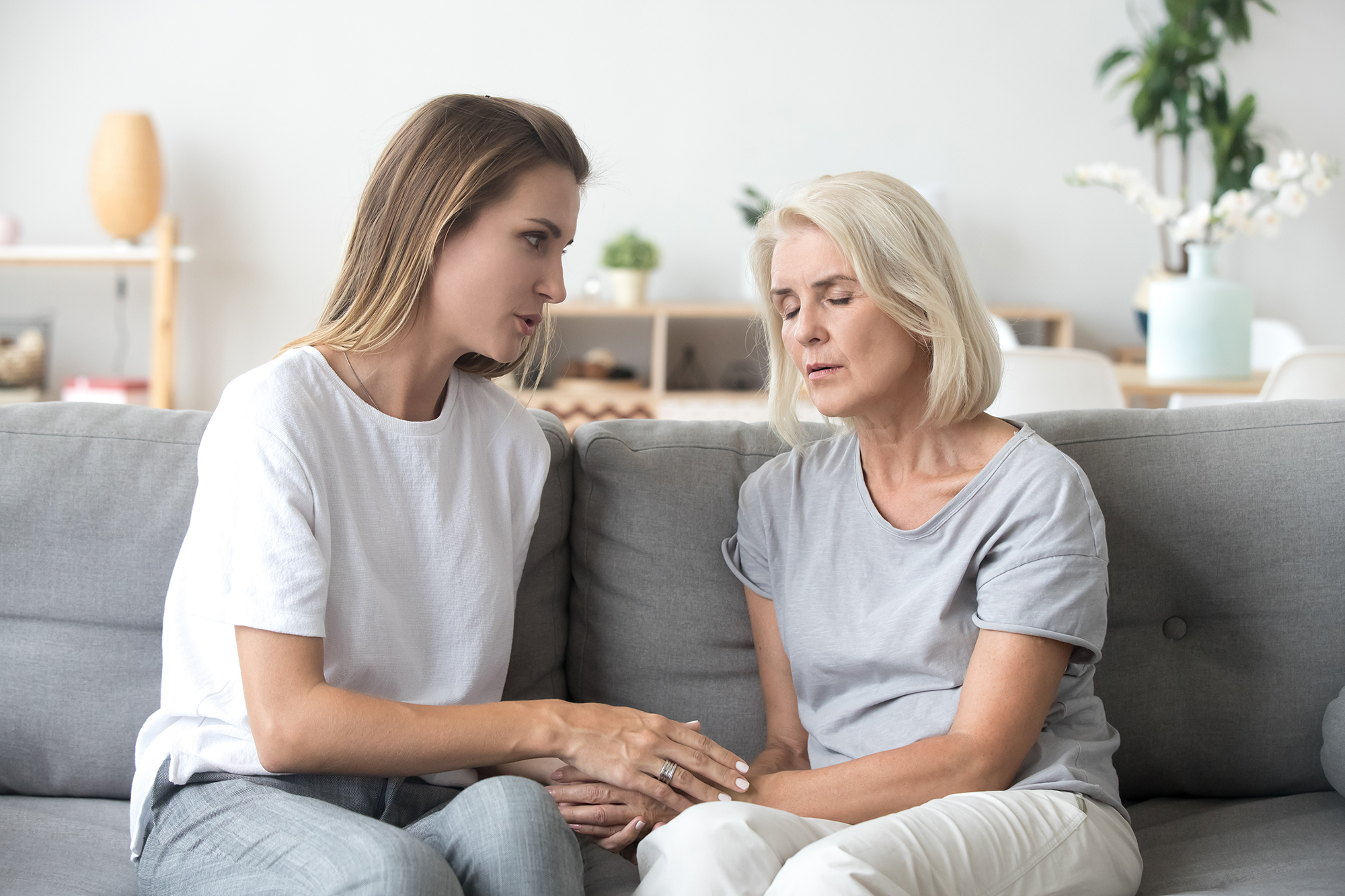 empathy and care to elderly parent with addiction concept