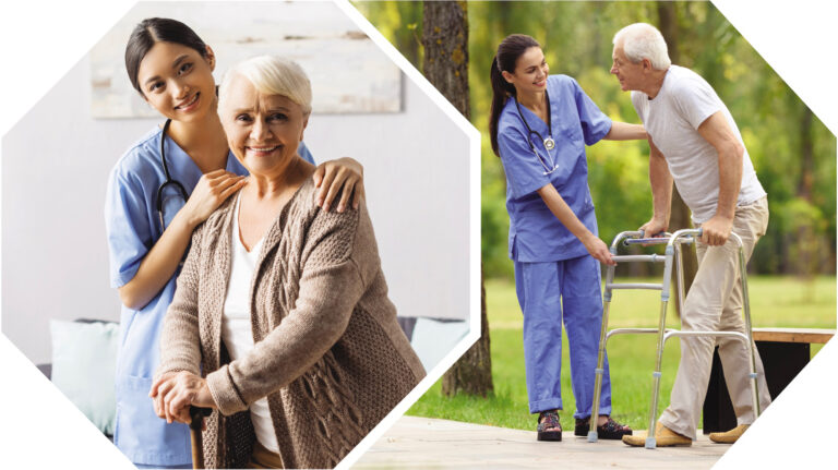 Seniors at a care facility after a hospital discharge