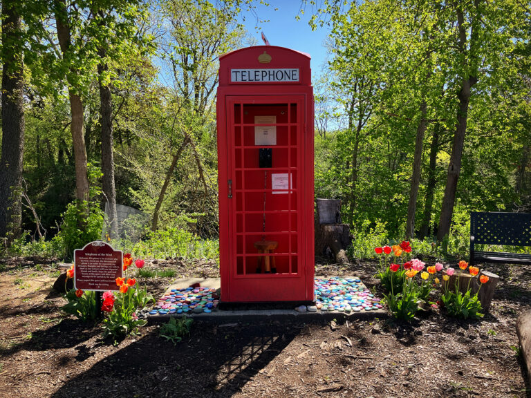 Wind phone installed at Canal Shores golf course in memory of Oliver Brown Leopold. Photo courtesy of Mary Leopold