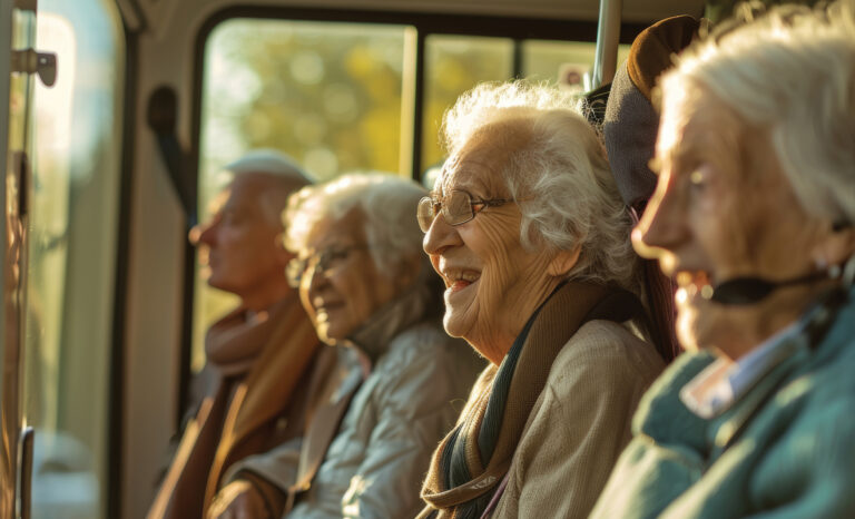 Seniors on a bus. Alternative modes of transportation to driving