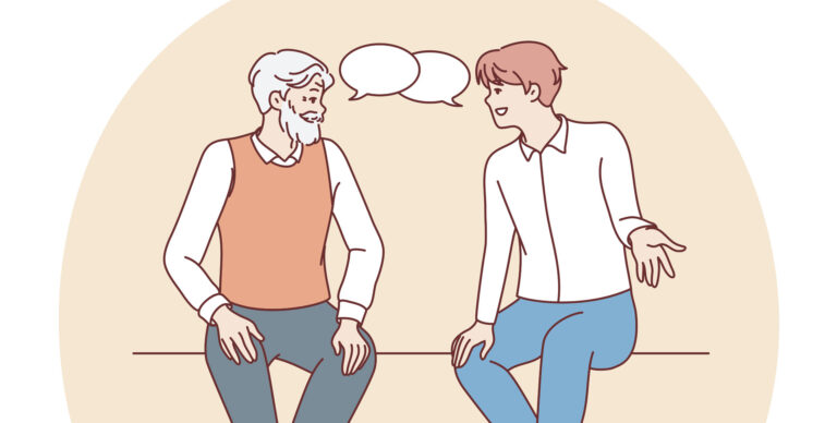 Two men having a discussion. What would you tell your younger self about aging?