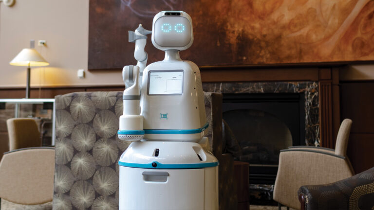 Moxi provides assistance to nurses at Edward Hospital. Photo by Jim Vondruska