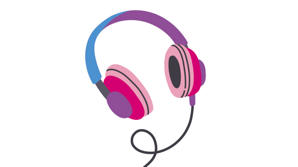 Headset illustration to represent listening to podcasts