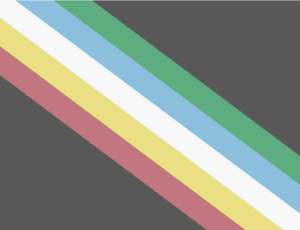 Disability Pride flag shows five diagonal lines in different colors against a dark gray background